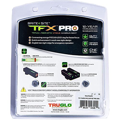 Image of Truglo TFX PRO Handgun Sight, Glowing Shock Proof Tritium and Fiber Optic Night Sight for Handguns, Compact, Durable, and Snag Free Sight