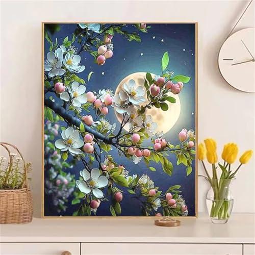 Broderie Diamant Complet Fleur de Cerisier : Kit XXL Anti-Stress pour Décoration Murale Adulte