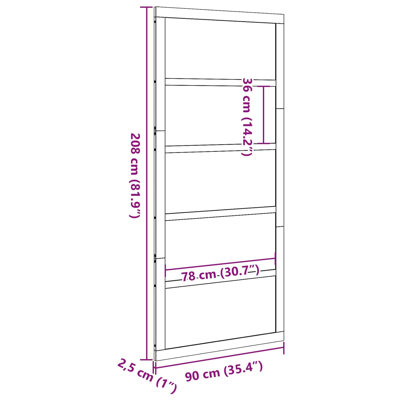 vidaXL Porte de grange Naturel 90 x 2,5 x 208 cm Bois de pin massif, Porte de grange en bois rustique, coulissante pour salon, séparation d'espace, décoration intérieure