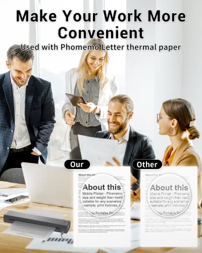 Image of Phomemo Inkless Portable Printer for Travel - Wireless Thermal Printer Compatible with Phone & Laptop, Bluetooth Printers Supports 8.5 inch X 11 inch Letter Thermal Paper, Come with Carry Case
