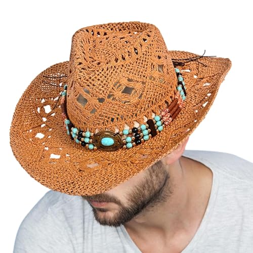 Sombrero occidental de ala ancha, sombrero de playa occidental con protección solar, sombrero, accesorios para el ocio y trajes casuales para viajes, fotografía, picnic, vacaciones, camping