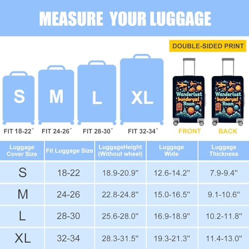 Image of World Map Luggage Cover - Stylish and Durable Travel Suitcase Protector for Wanderlust Enthusiasts and Globe-Trotters, Fits 28 inch-30 inch Suitcase,L