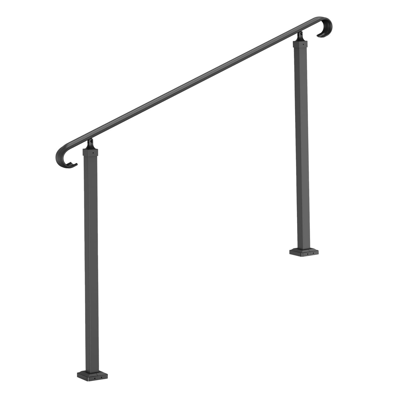 VEVOR Barandilla de Escalera Exterior 140 x 13,5 x 97 cm Barandilla de Hierro Forjado Altura y Ángulo Ajustable Pasamanos Exterior Portal para 3 Escalones Barandilla de Escalera Negro Entrada Jardín
