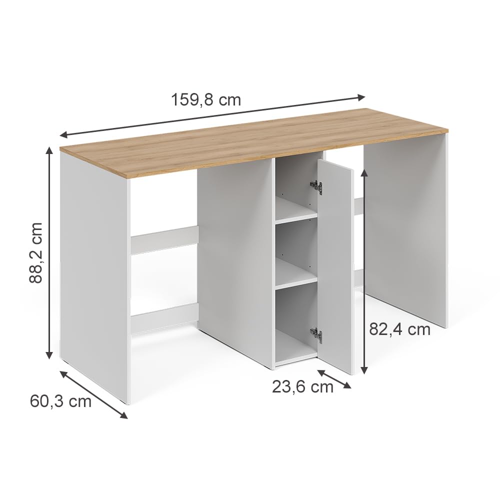 Vicco Armario para Lavadora Viktor, Blanco/Roble Artesanal, 159.8 x 88.2 cm con 3 Compartimentos