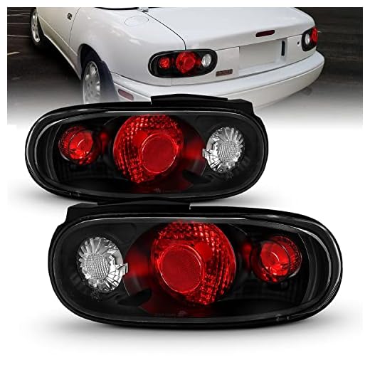 AmeriLite Black Replacement Taillights for 90-97 Mazda Miata - Passenger and Driver Side