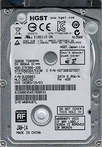 PC周辺機器 hts725032?a7e630?MLC : da5182?P/N : 0j26083?HGST 320?GB Amazon | hts725032 a7e630 P/N : 0j26003 MLC : da5182 HGST 320 GB