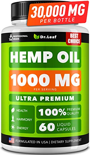 Hemp Oil Capsules 1000 MG PER SERVING - Best for Anxiety & Stress
