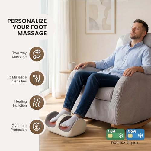 Image of Nekteck Foot Massager with Heat, Shiatsu Foot Roller for Sore Feet | Calf Massage for Plantar Fasciitis, Adjustable Intensity, Portable Home & Office Relaxing Massage Tool, Gift for Him Her