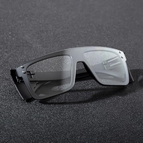 Image of Offray UV400Transition Photochromic Safety Glases Light to Dark Grey Lenses ANSI Z87 Impact Approved Wraparound Style Frame (Black)