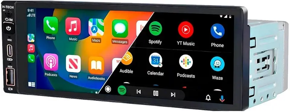 MULTIMÍDIA, MP5 1 DIN TELA IPS DE VIDRO 6,86" FULL TOUCH, FM, USB, SD CARD, AUXILIAR, BLUETOOTH, ESPELHAMENTO DE ANDROID E IOS, COM CARPLAY E ANDROID AUTO CONECTIVIDADE COM FIO