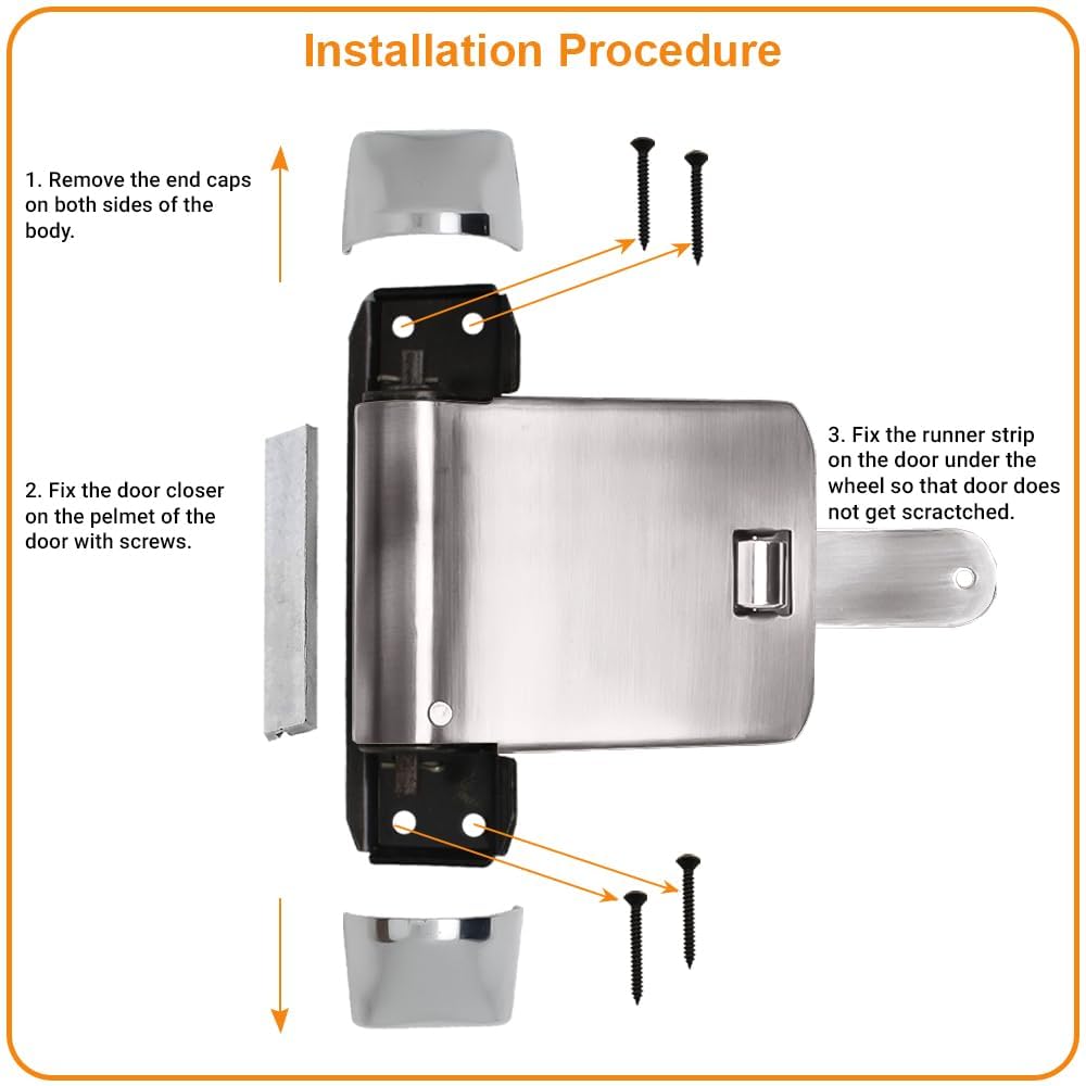 HYDERON Helix Spring Action Door Closer β Premium SS Finish for Light Weight & PVC Doors (Residential/Commercial Use) 1