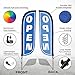 LookOurWay Feather Flag Pole Kit - 7 Feet Tall Advertising Banner with Fiberglass Pole Set and Ground Spike for Business Promotion - Open Flags - Open Blue & White