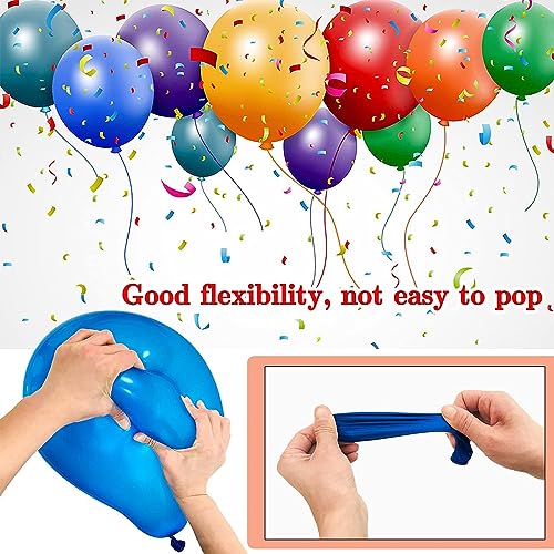 Image of 68Pcs Blue and White Balloons Kit 12 Inch, Blue Confetti Balloons Light Blue Baby Blue Pearl White Party Balloons with Ribbons for Birthday, Wedding, Baby Shower, Graduation Decorations