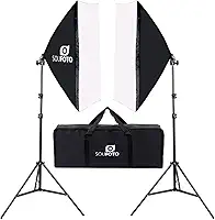 SOU FOTO Kit Softbox Duplo para Iluminação Profissional, Luz Suave 50x70cm, Tripé Ajustável até 2m, Estúdio Fotográfico e Vídeo, Bolsa Inclusa, Ideal para Fotos, Vídeos e Lives
