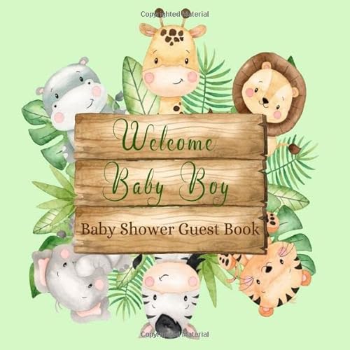 Baby Shower Guest Book Welcome Baby: Jungle Animals Safari Theme ...