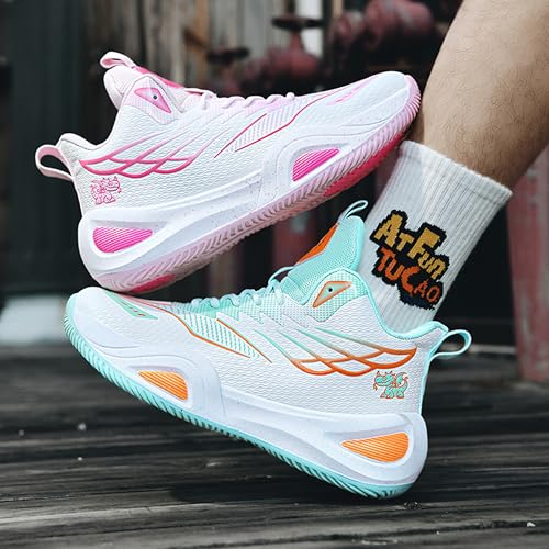 Image of Men's High-Top Basketball Shoes Anti-Slip and Wear-Resistant Soles Running Shoes Graffiti Design Fashionable Sports Shoes