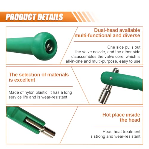 Image of Car Tire Valve Stem Puller /Installer with Valve Core Tool - No Scratch Car Valve Stem Remover Extender Adapter Replacement - Universal Car Tire Valve Stem Removal and Installation Repair Tool (Green)