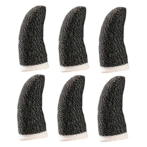 Homoyoyo 6 Piezas Dedales Antisudor Manga De Dedo Cubierta De Dedo para Juegos Guantes De Control De De Juego Suave Consejos Mangas Adulto Móvil Fibra De Plata Black