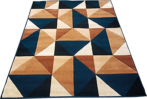 Image of Beautiful American Combination Floral Design Acrylic Touch Rectangular Carpet for Living Room & Drawing Room with 1 Inch Thickness(180X240 Blue Colour) 6x8 Feet