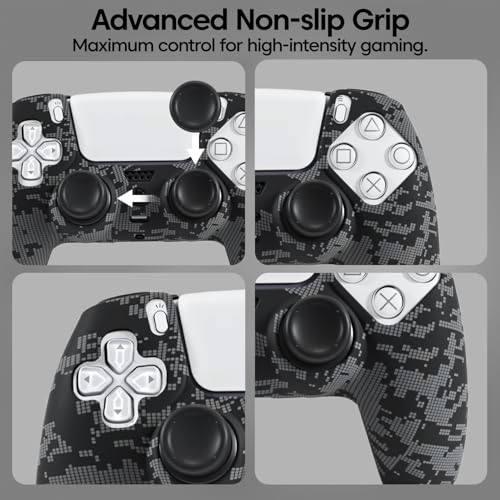 Image of Sounce Anti Slip Silicone Controller Accessories Compatible with PS5 Wireless Controller Protective Grip Skin with Thumb Grip Caps and Joystick Protectors Kit for Enhanced Control and protection(Grey)