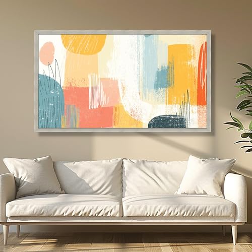 Tableau abstrait pour mur vide : décoration géométrique colorée sans cadre