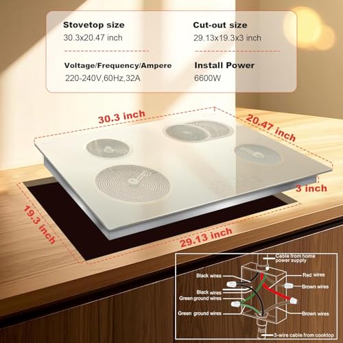 Image of Karinear 30 Inch Electric Cooktop, Beige-gray Glass Cermaic Radiant Stove
