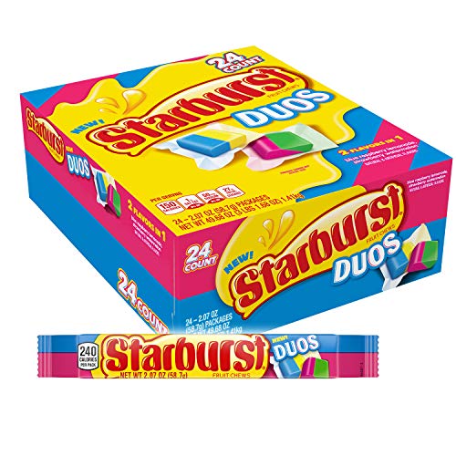 STARBURST Duos Full Size Fruit Chews Candy, 2.07-Ounce Packs 24-Count Box