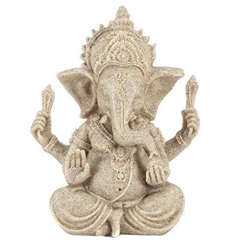 Ganesha Statue, White Stone Elephant Decor, Feine Verarbeitung Buddah Dekoration, Meditationsdekor für das Innenministerium, FengShui Geschenk Hindu Gott Figur, Glücksgeschenke für religiöse Gläubige Cover
