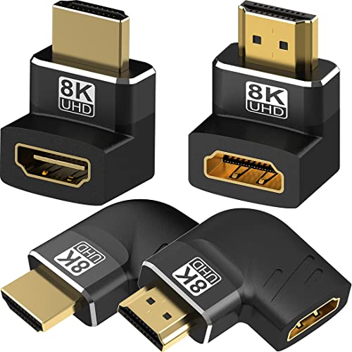Warmstor 4 Pack 8K HDMI 2.1 Male to Female Adapter Connector Up Down Left Right Angle 90 270 Degree Gold Plated Support 8K@60Hz 4K@120Hz HDR eARC for PC Laptop HDTV Switch PS4 PS5