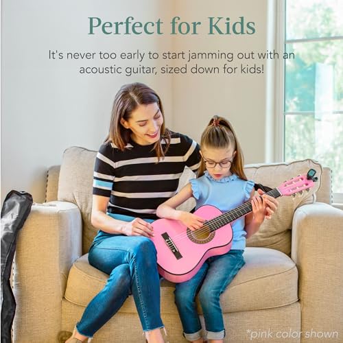 Image of Best Choice Products 30in Kids Acoustic Guitar Beginner Starter Kit with Electric Tuner, Strap, Case, Strings - Pink