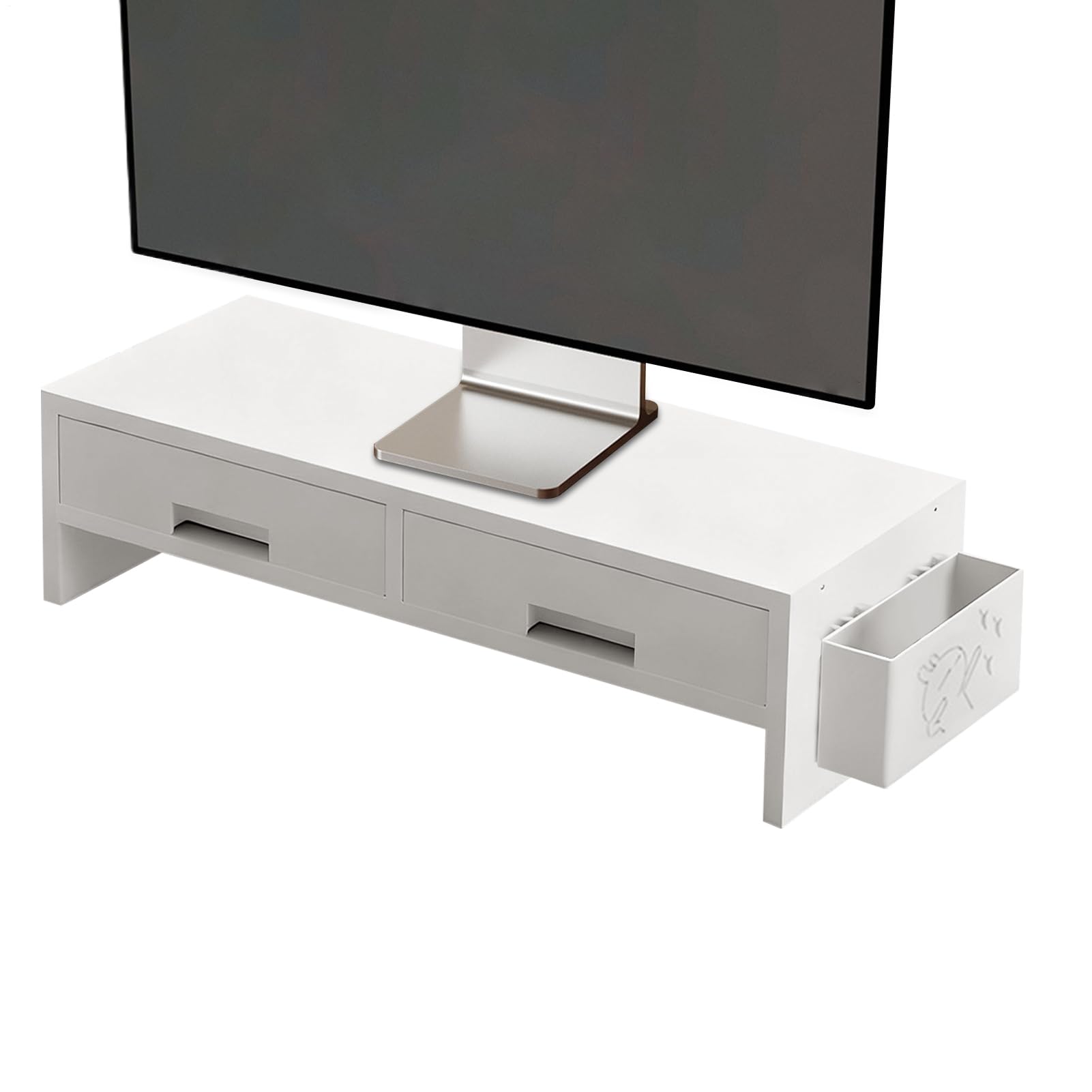 Supporto Alzamonitor Per Computer Organizzatore Con Doppio Cassetto | Alzatore Monitor Per Scrivania Computer Per La Casa L'Ufficio Lo Studio La Camera Da La Stanza La Scrivania Gli E L'Interno