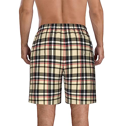 Red Beige Black Buffalo Plaid Men's Swim Trunks Quick Dry Swim Shorts Summer Beach Shorts with Pockets Swimsuit3