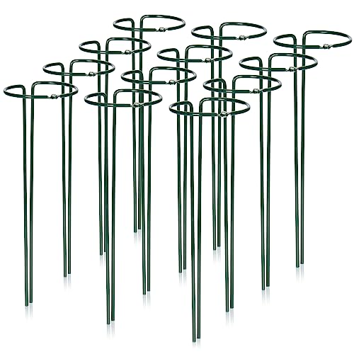 com-four® 12x Blumenhalter - Staudenhalter für Blumen (Höhe: 35 cm) - Pflanzenhalter als Blumenstütze, Rankengewächse, Rosenstütze, Stauden, Staudenring rund für den Garten, Balkon, Terrasse