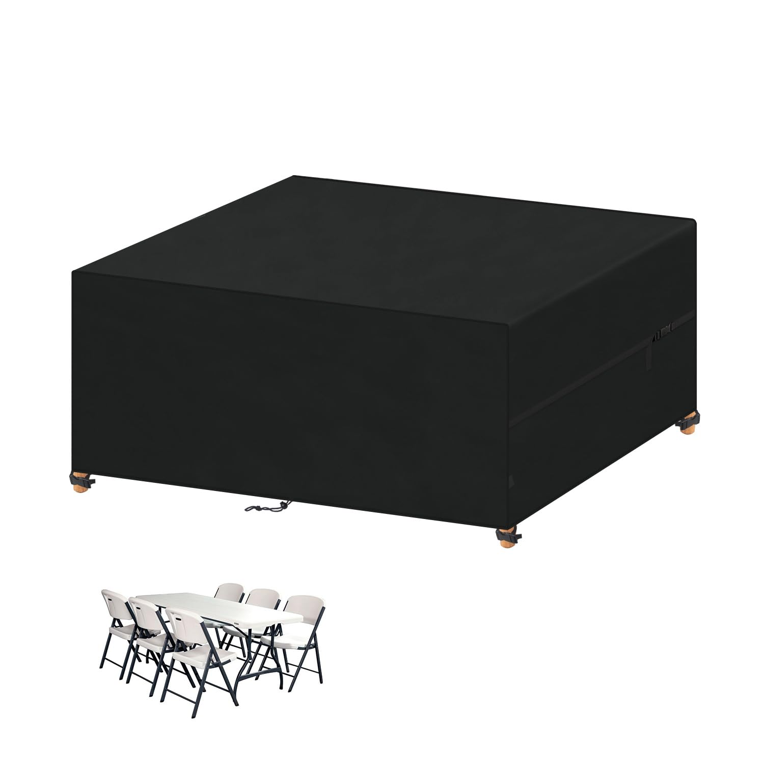 VANSHEIM Outdoor Furniture Covers, 420D Oxford Fabric Garden Table Cover, Waterproof, Anti-UV, Patio Furniture Covers, 180x150x75cm
