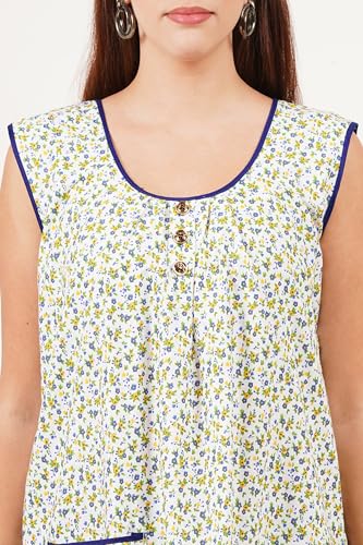 Image of Breezly Woman's Long Short Calf Length Pure Cotton Nighty