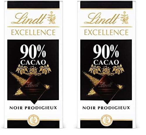 Lindt Excellence Chocolat Noir, 90% Cacao, 100g (Lot de 2)