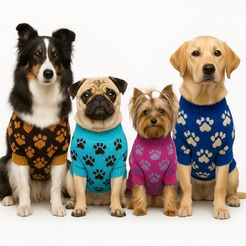Roupa de Inverno Pet para C&atilde;es Pequenos e M&eacute;dios Estampa de Patinhas Cores Sortidas (Macho,...