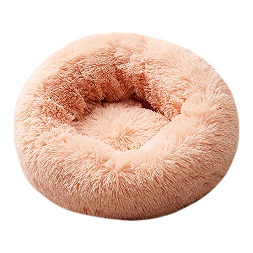 Almofada de cama de animal de estimação,Funien Cama de pelúcia para gatos Almofada redonda calmante