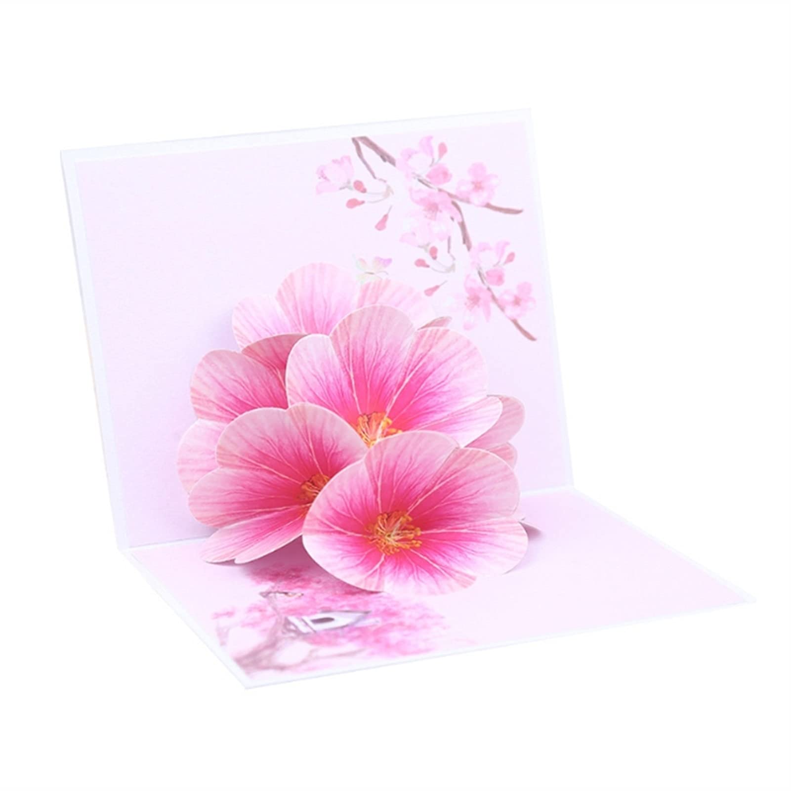Carte de voeux Cartes d'anniversaire Blossom de pêche Cartes de vœux à la main Anniversaire à la main Invitation de mariage 3D Pop Up Carte Exprimer votre amour intérieur carte de remerciement