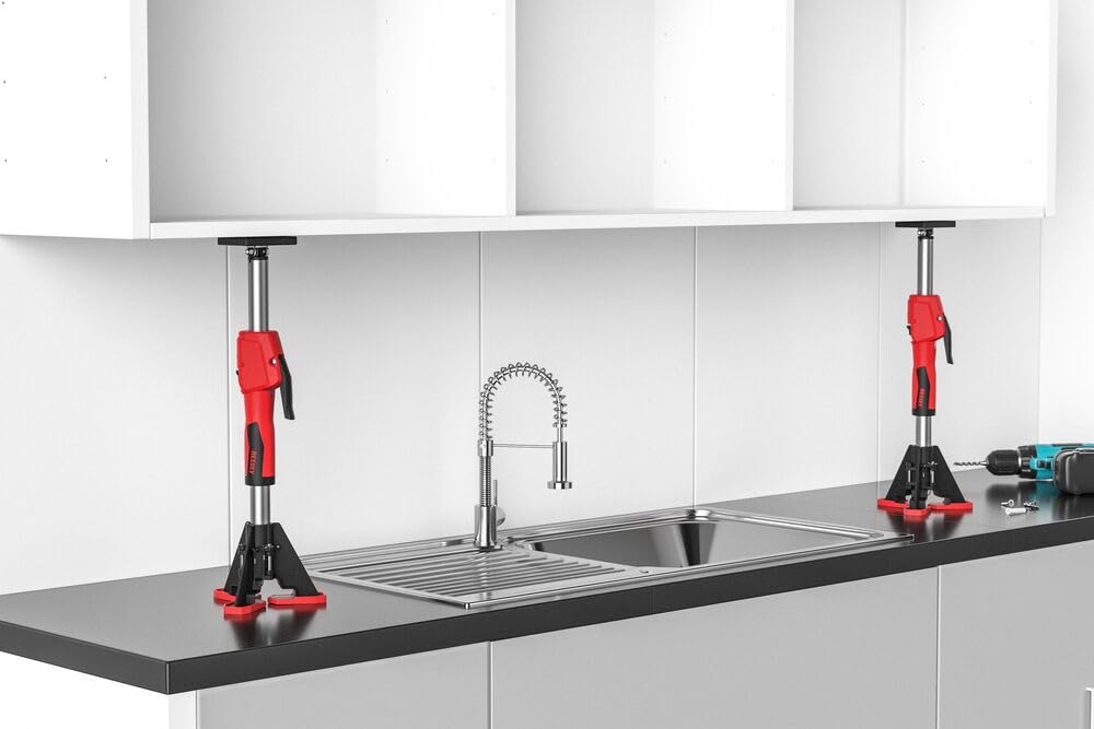 BESSEY Deckenstütze STE90-SET, Verstellweg 575-910 mm, Stabile Montagehilfe im 2er Set, schnell fixiert für Montage, Trockenbau und Innenausbau