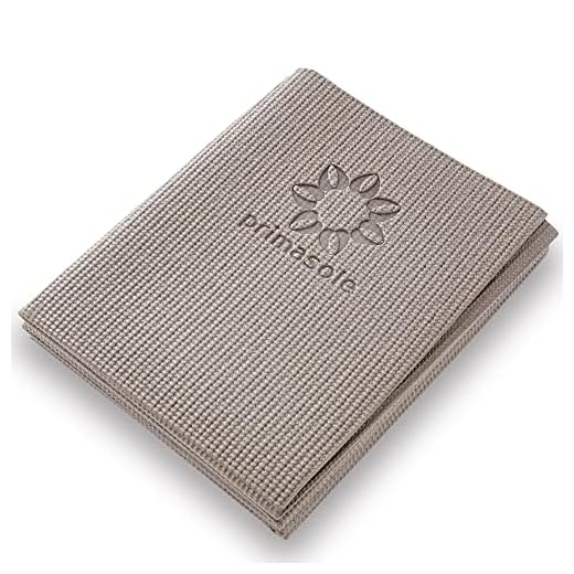 Primasole Tapete dobrável de pilates para ioga dobrável fácil de transportar para a aula Beach Park Travel Picnics 4 mm de espessura marrom terra cinza PSS91NH025A