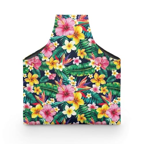 Image of ZUXONGSY Tropical Flower Yarn Bags for Knitting Hibiscus Plumeria Flower Yarn Storage Organizer for Crochet Portable Knitting Project Bag