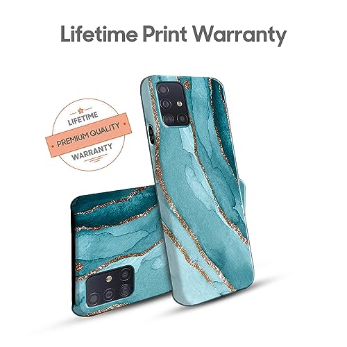 Image of COLORflow Back Cover Compatible with Samsung Galaxy A71 | Beautiful Blue Marble Golden Stripes | Designer Printed Hard CASE Bumper Back Cover