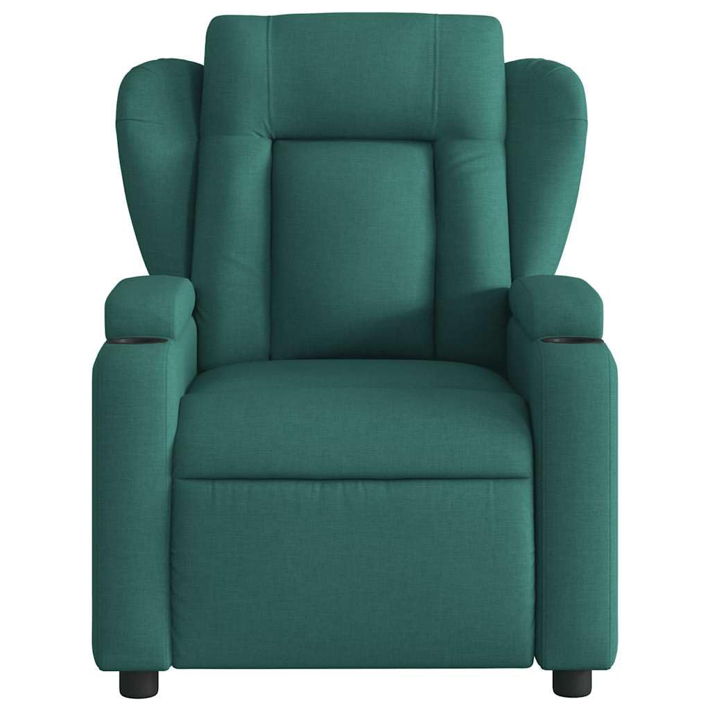 Sillón Reclinable de Masaje Eléctrico, Silla con Respaldo Reposabrazos, Sillón de Relax Descanso, Asiento Ajustable, Tela Verde Oscuro