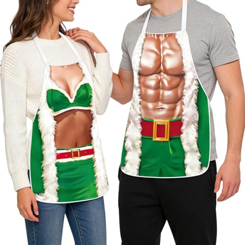 Cadeau de fête pour couples avec 2 tabliers humoristiques pour adulte