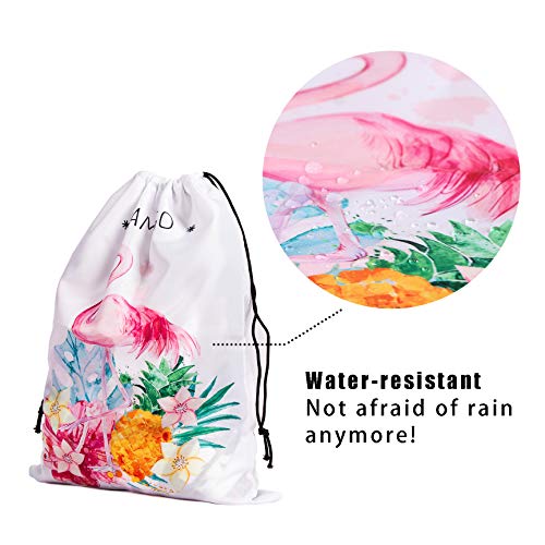 Image of Flamingo Drawstring Storage Bags - Gym & Towel Bags with Pineapple Design