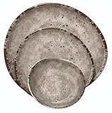 Melange 100% Melamine Rustic Egg Collection 36 Piece Dinnerware (Set of 12), Color - Cement