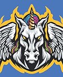 Composition Notebook: Beautifully Printed WIDE Ruled Notebook for Work Home School. Dark Theme Unicorn. Scary Beasts Monsters Mythical Creatures.