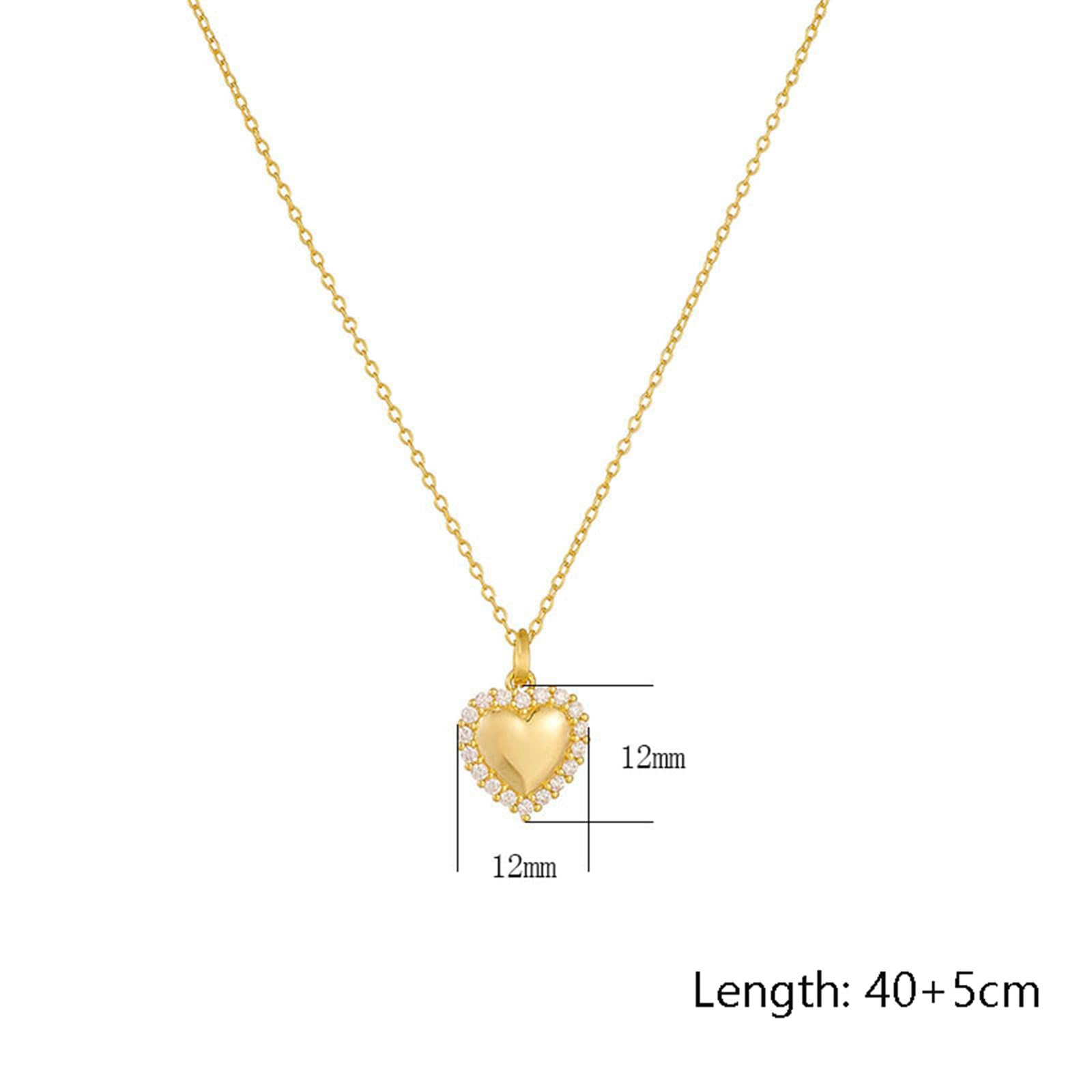 Collares con dije de corazón de oro amarillo de 9 K, 14 y 18 quilates con diamantes creados en laboratorio, 40 + 5 cm