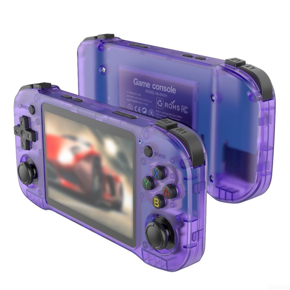 Retro R46H Consola de juegos portátil 4 5 pulgadas HD IPS Display Open Source para Linux soporta juegos clásicos y material ABS (R46H-64G negro)
